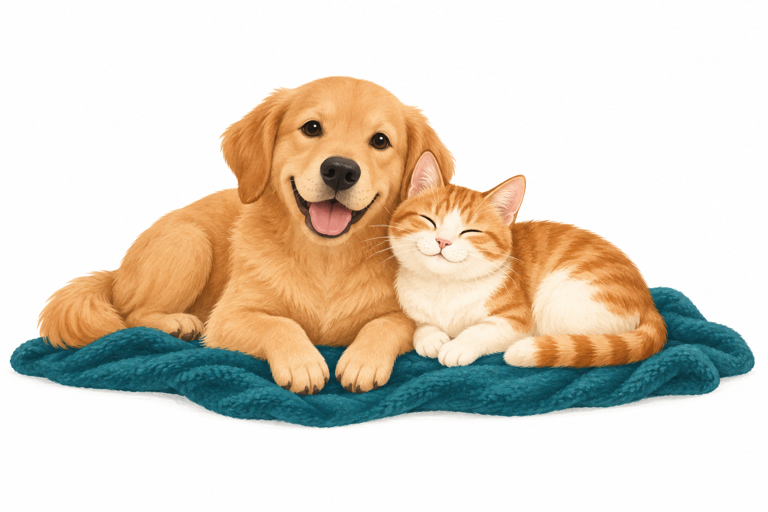寄り添って休む犬と猫